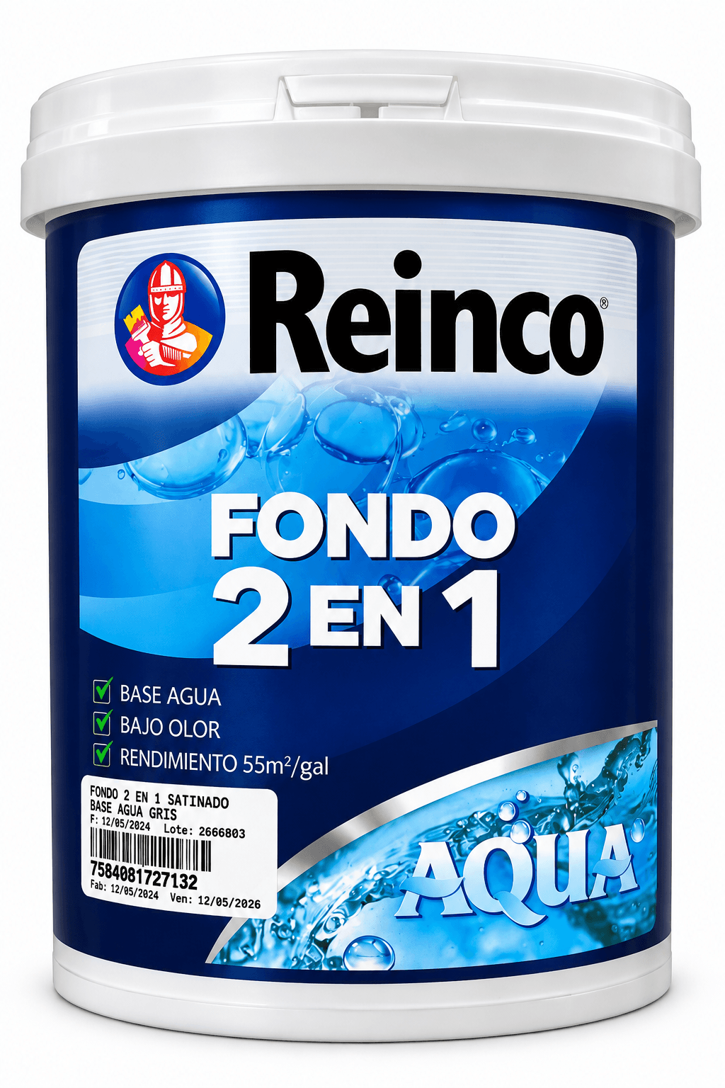 Fondo 2 En 1 Satinado Base Agua Galon Reinco