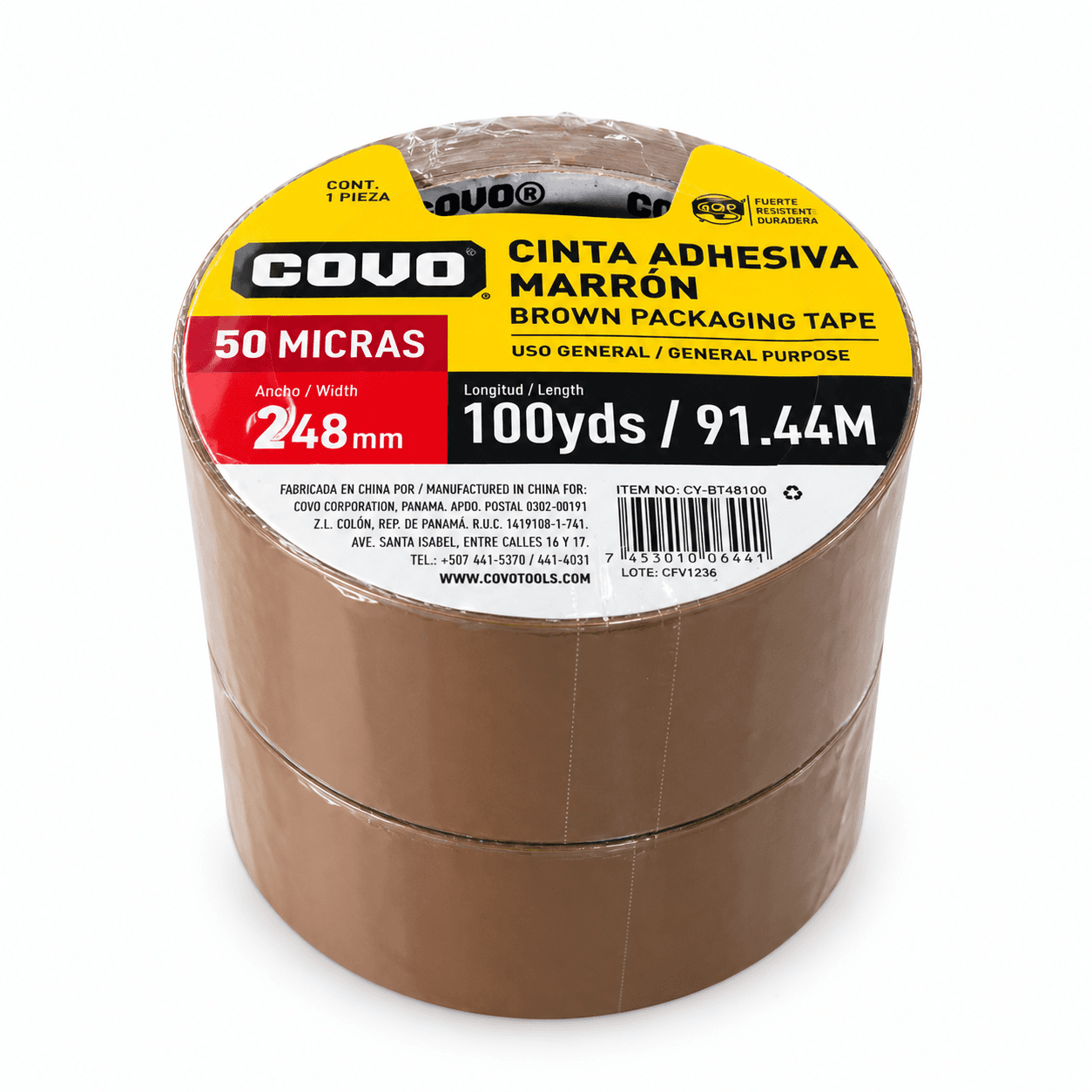 Cinta Adhesiva Marron 91mt Para Embalar Covo Latani