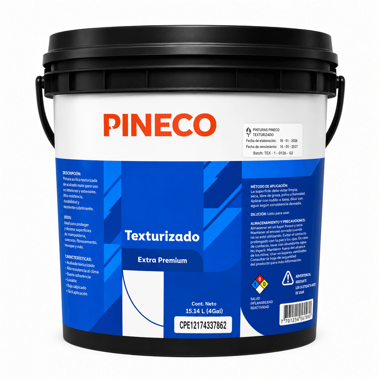 Pintura Texturizado Premium Blanco Cuñete 4g Pineco